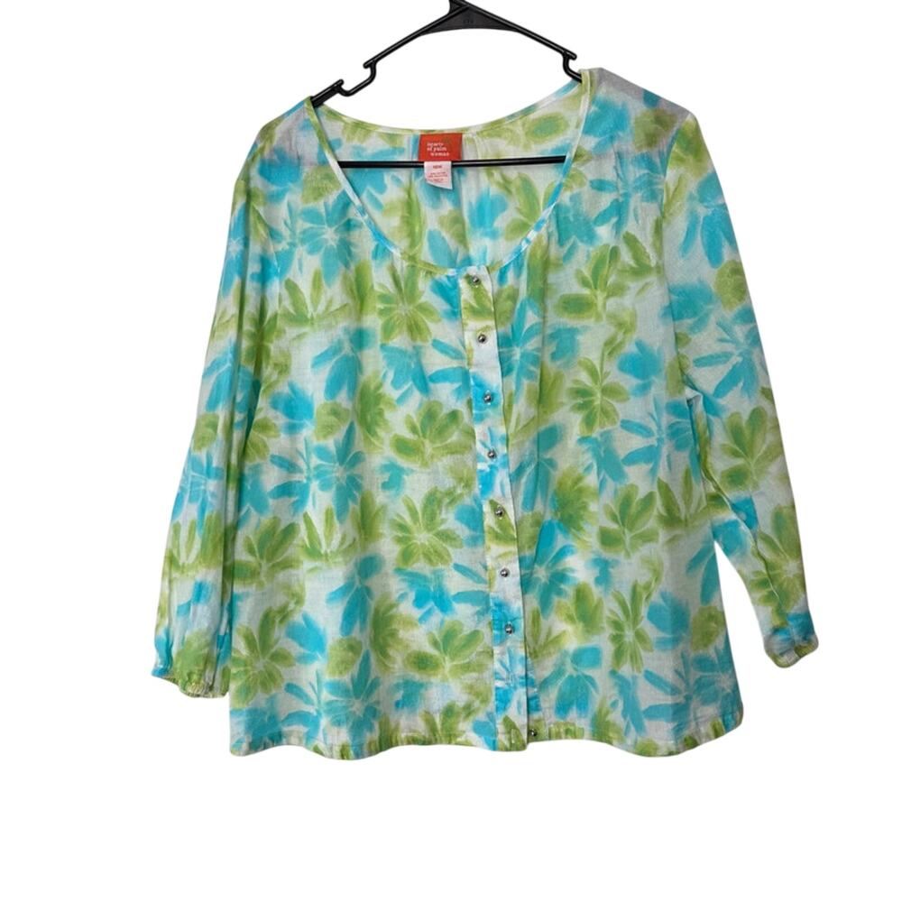 Hearts of palm woman blue green long sleeve size 18 w